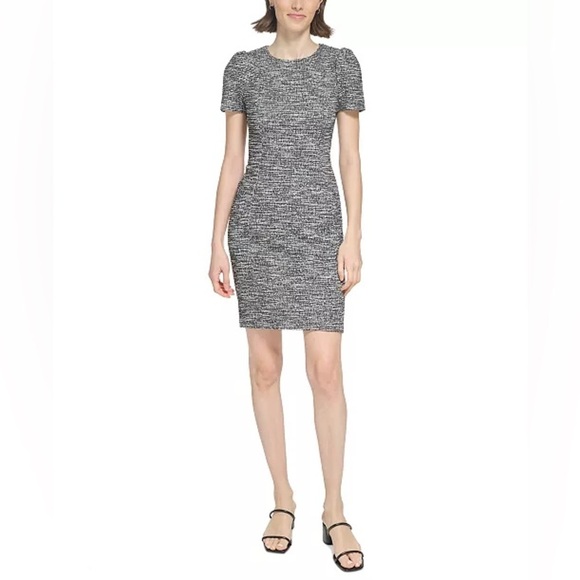 NWT. Calvin Klein 24W Tweed Sheath Crewneck Dress. - Picture 1 of 14